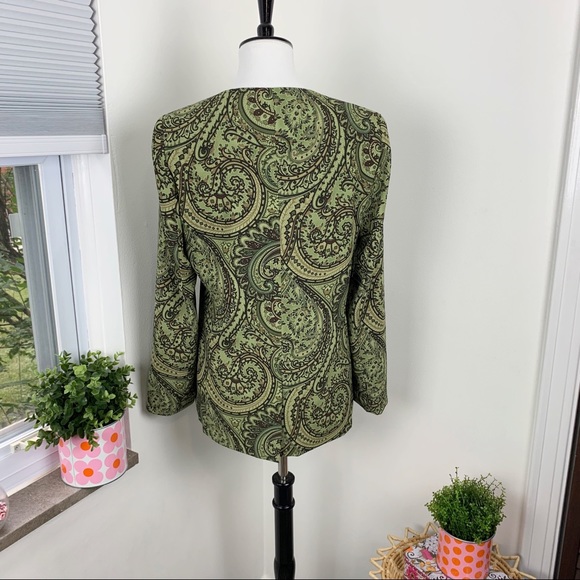 Rafael | Green Paisley Work Blazer Jacket Coat - Picture 3 of 5
